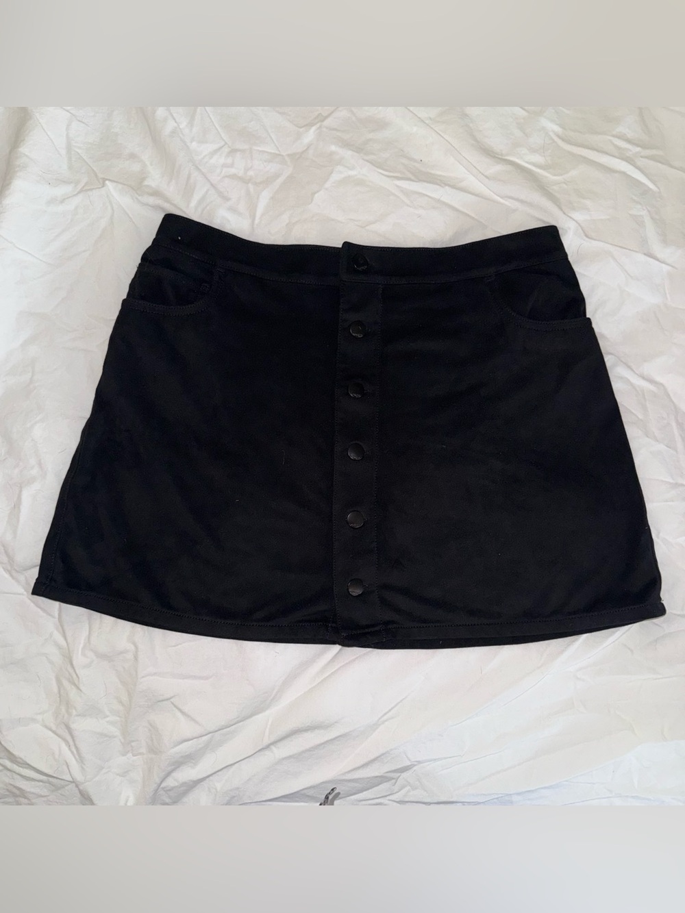 Express Black Faux Suede Button Front Mini Skirt Size 12